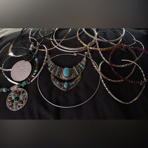 Turquoise and Silver Necklaces and chokers   20 total.